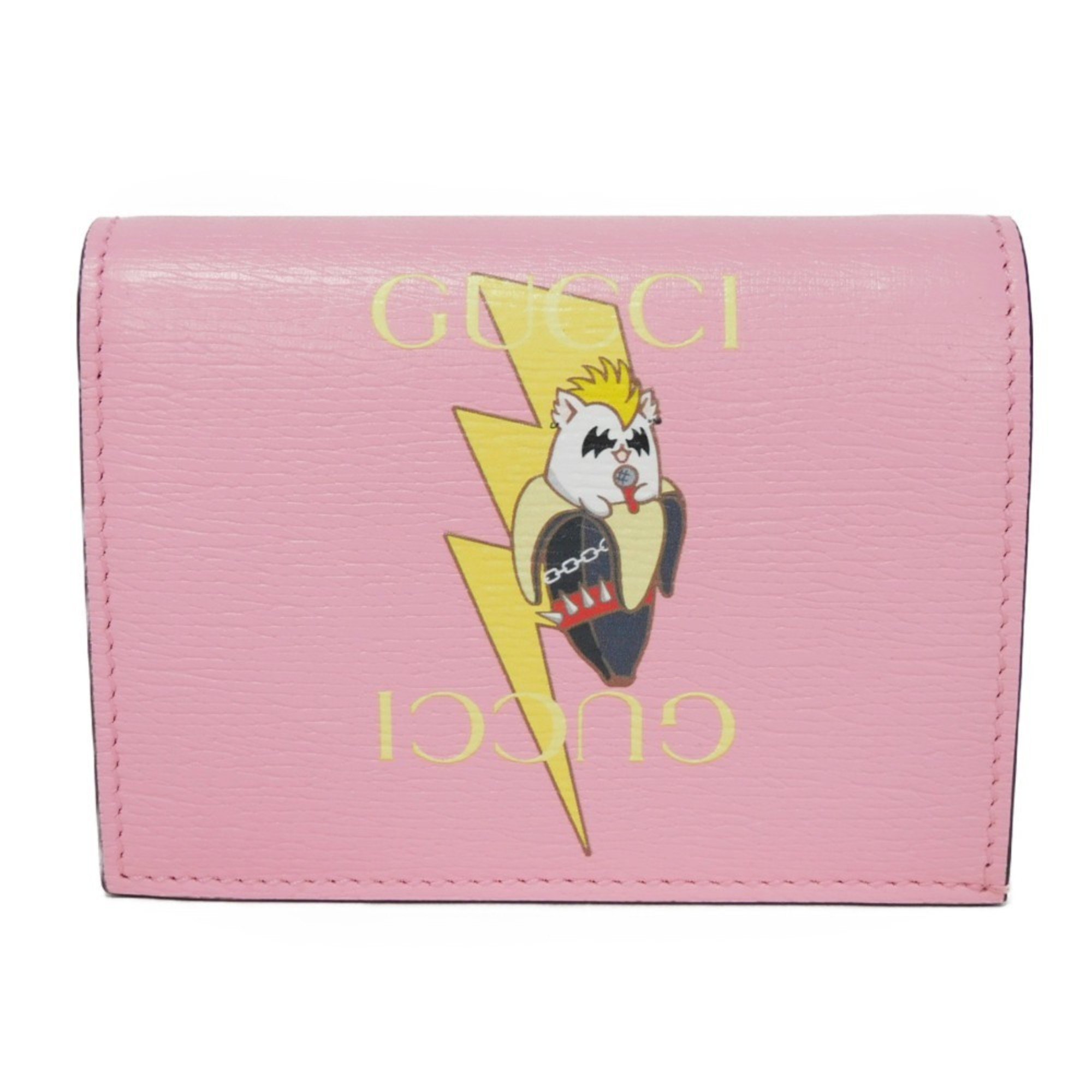 GUCCI Bi-fold wallet Bananya Compact Banana Lightning Bolt Inazuma Pastel Light Pink 701009 Women's Billfold