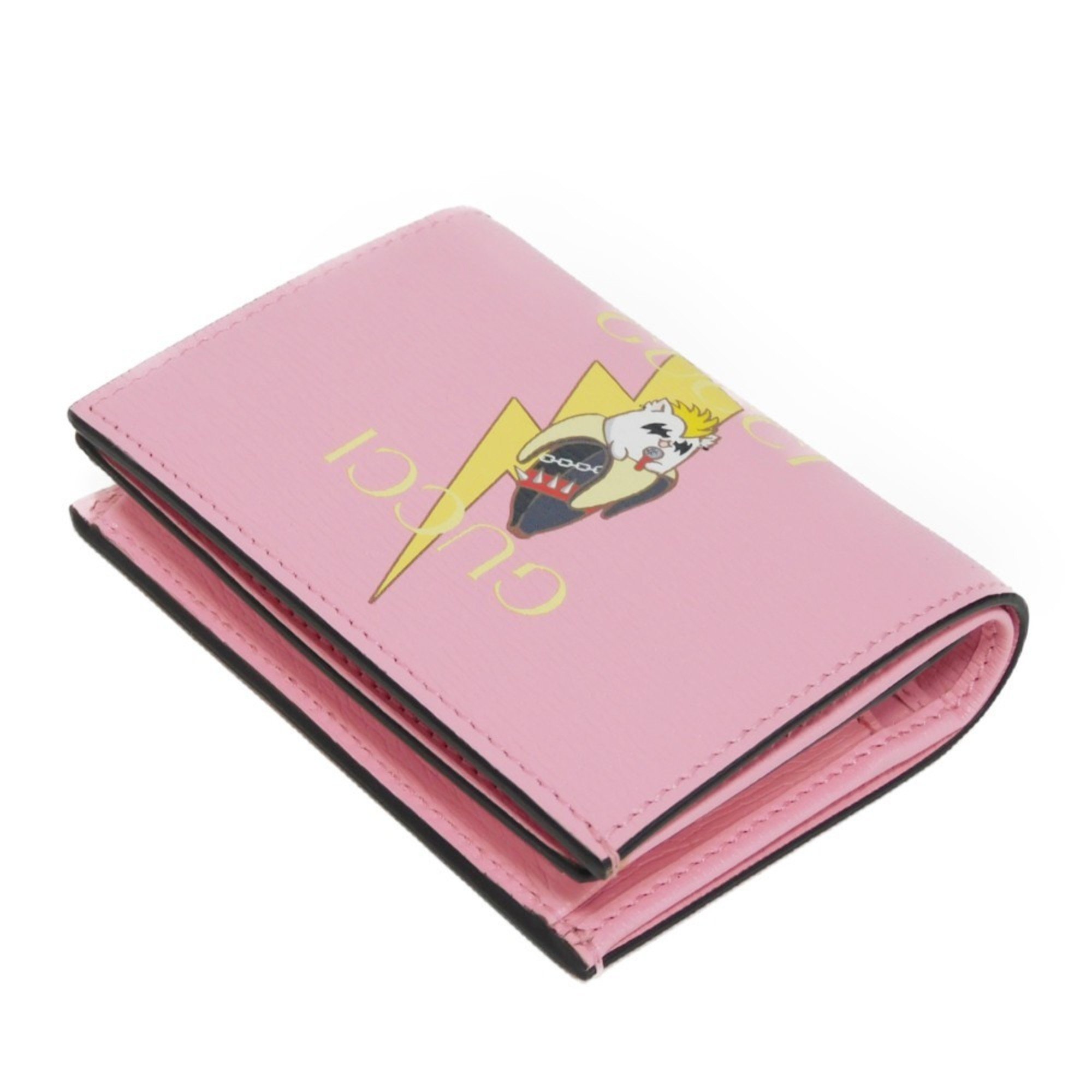 GUCCI Bi-fold wallet Bananya Compact Banana Lightning Bolt Inazuma Pastel Light Pink 701009 Women's Billfold