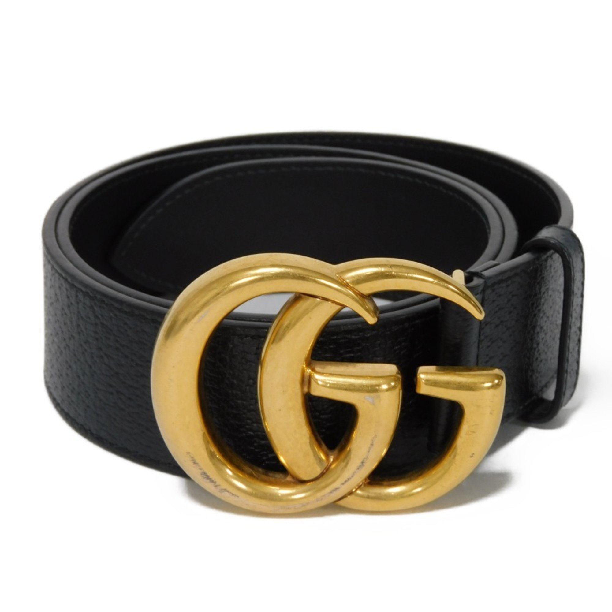 GUCCI Belt Double G Wild 40MM Current 80/32 Calf Brass Metal Buckle Gold GG Marmont Black 406831 DJ20T 1000 Men's