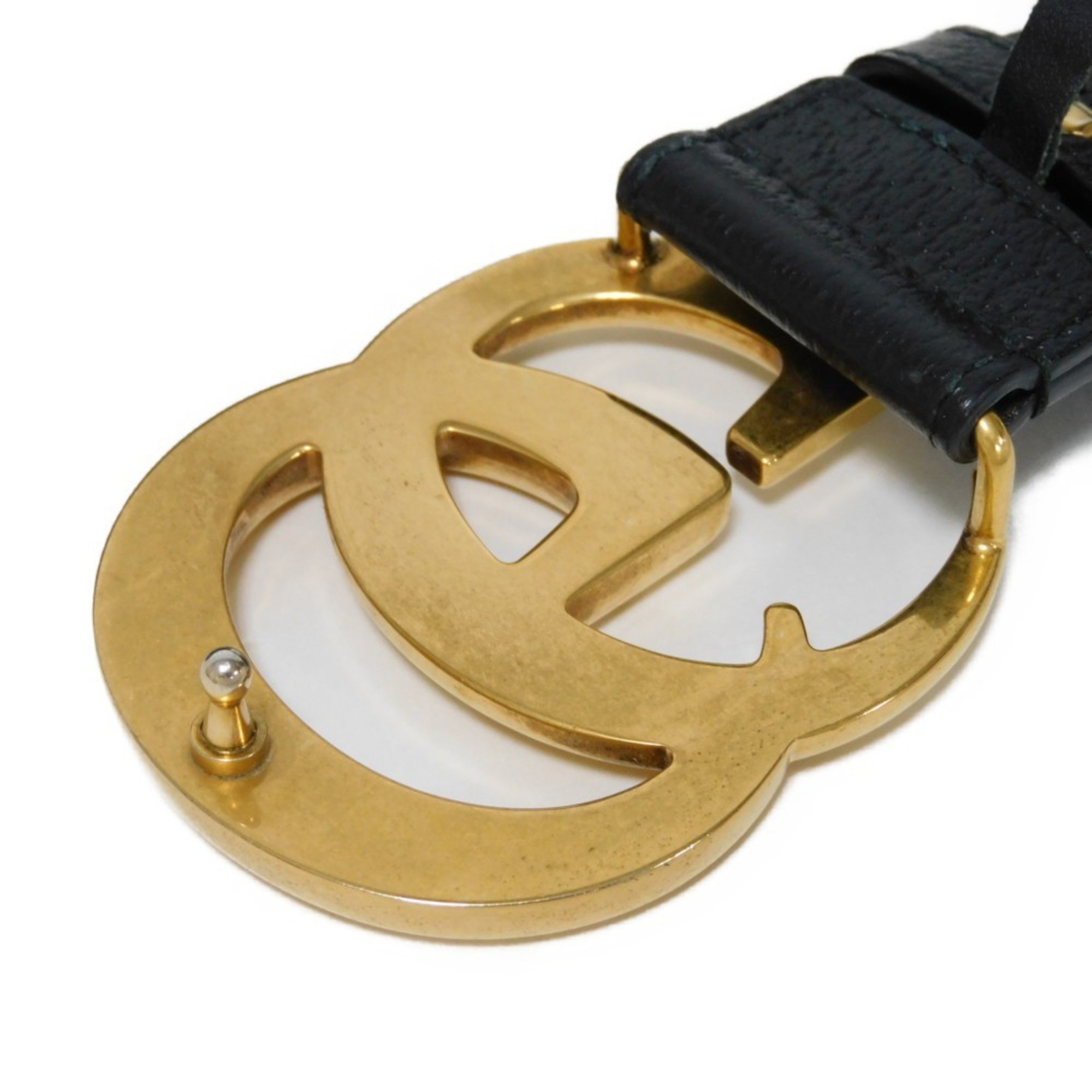 GUCCI Belt Double G Wild 40MM Current 80/32 Calf Brass Metal Buckle Gold GG Marmont Black 406831 DJ20T 1000 Men's