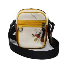 Coach COACH Shoulder Bag Pochette Disney Mickey Mouse Smooth Leather Yellow Brown Embossed Ivory 3332 Men's Women's Bags