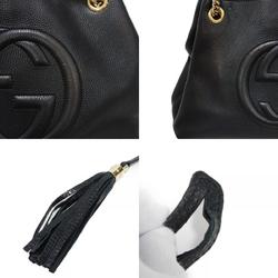 Gucci Soho Chain Tote Tassel Shoulder Bag Interlocking G Black 308982 A7M0G 1000 Women's