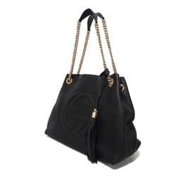 Gucci Soho Chain Tote Tassel Shoulder Bag Interlocking G Black 308982 A7M0G 1000 Women's