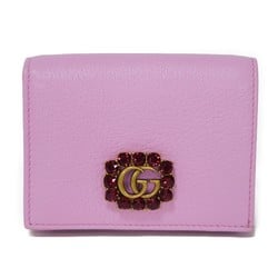 GUCCI Bi-fold wallet GG Marmont Crystal Compact Wallet Rhinestone Bijou Double G Pink 499783 CWGHT 5871 Women's Billfold