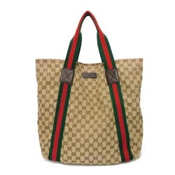 Gucci Tote Bag Sherry Line Web Stripe Green Red Multicolor GG Canvas Beige 189669 Men's Women's Bags