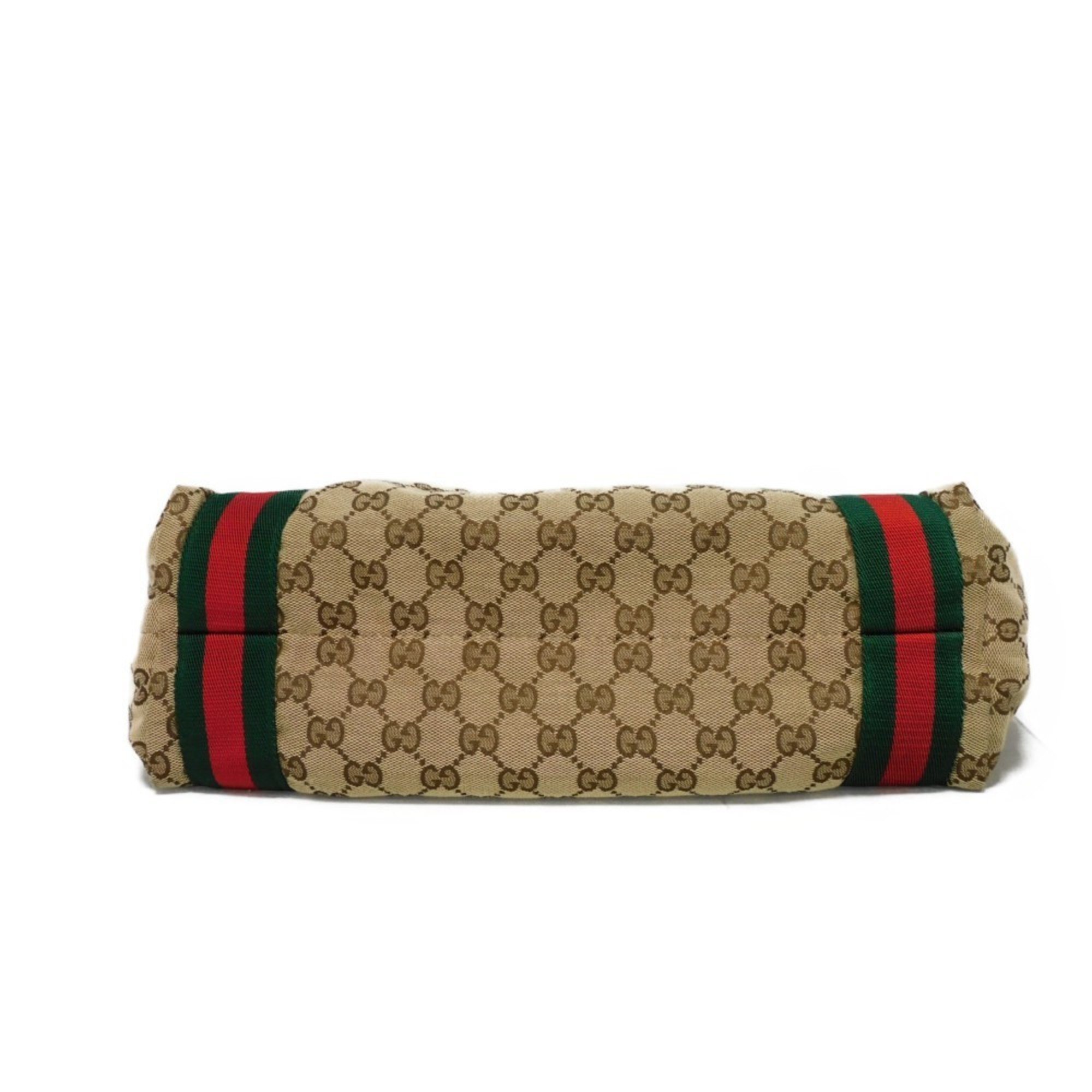 Gucci Tote Bag Sherry Line Web Stripe Green Red Multicolor GG Canvas Beige 189669 Men's Women's Bags