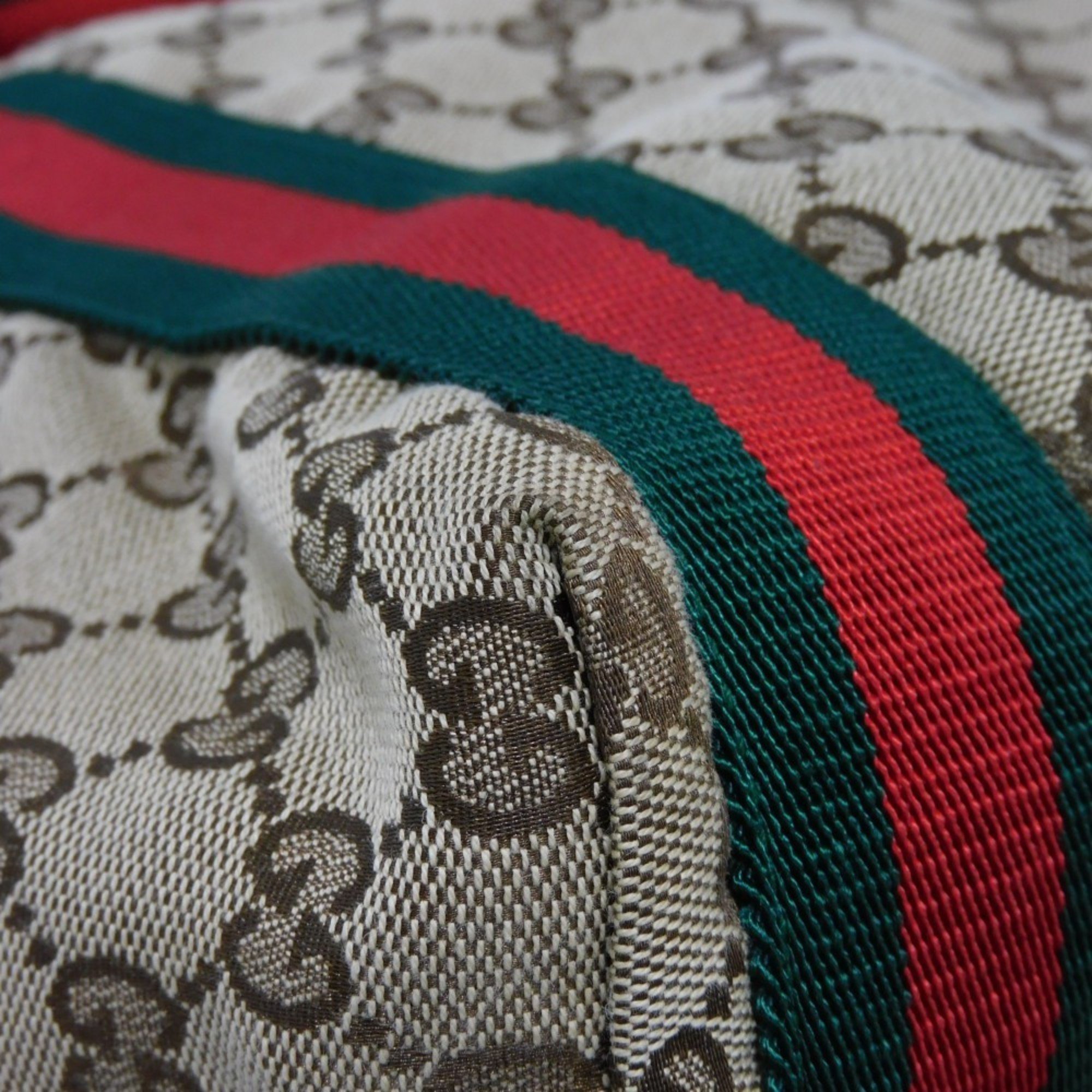 Gucci Tote Bag Sherry Line Web Stripe Green Red Multicolor GG Canvas Beige 189669 Men's Women's Bags