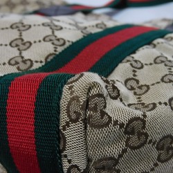 Gucci Tote Bag Sherry Line Web Stripe Green Red Multicolor GG Canvas Beige 189669 Men's Women's Bags