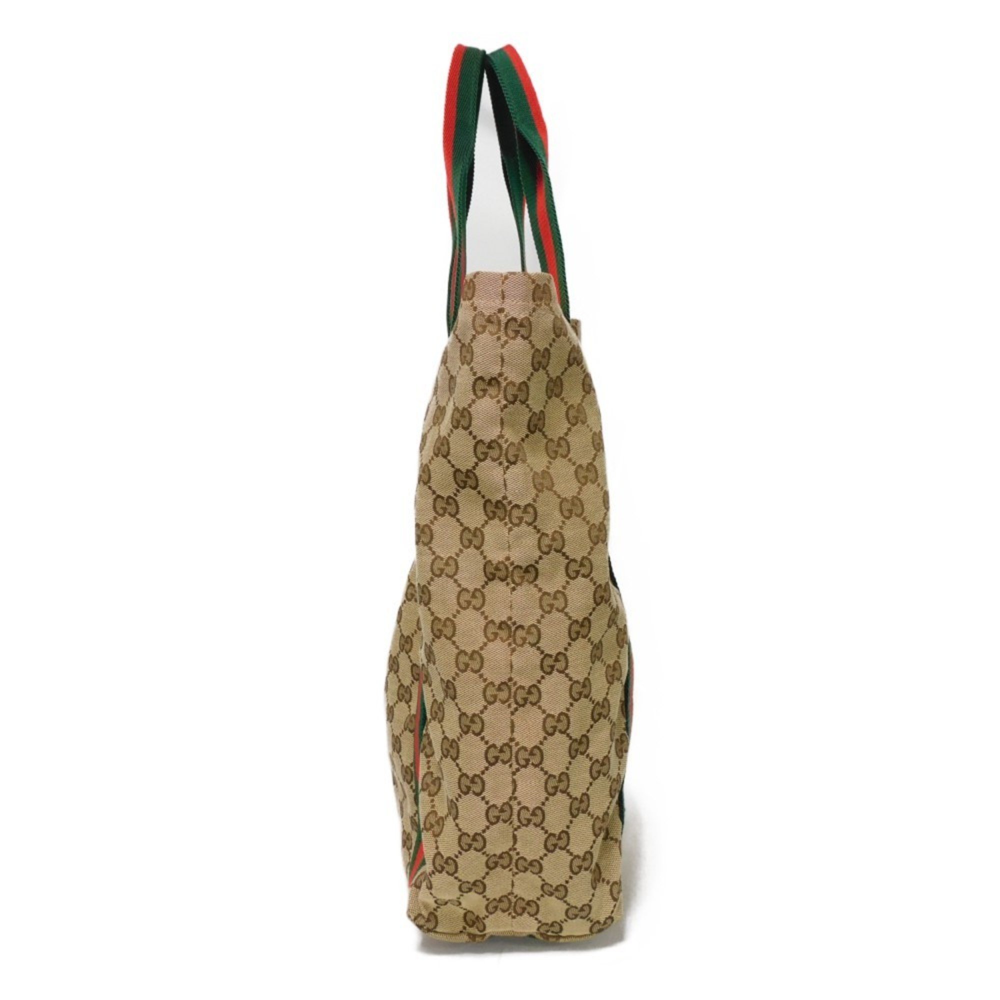 Gucci Tote Bag Sherry Line Web Stripe Green Red Multicolor GG Canvas Beige 189669 Men's Women's Bags