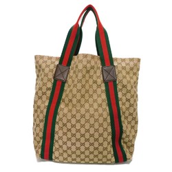 Gucci Tote Bag Sherry Line Web Stripe Green Red Multicolor GG Canvas Beige 189669 Men's Women's Bags