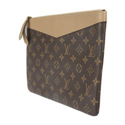 LOUIS VUITTON Louis Vuitton Daily Pouch Second Bag M64591 Monogram Canvas Leather Brown Sesame Clutch