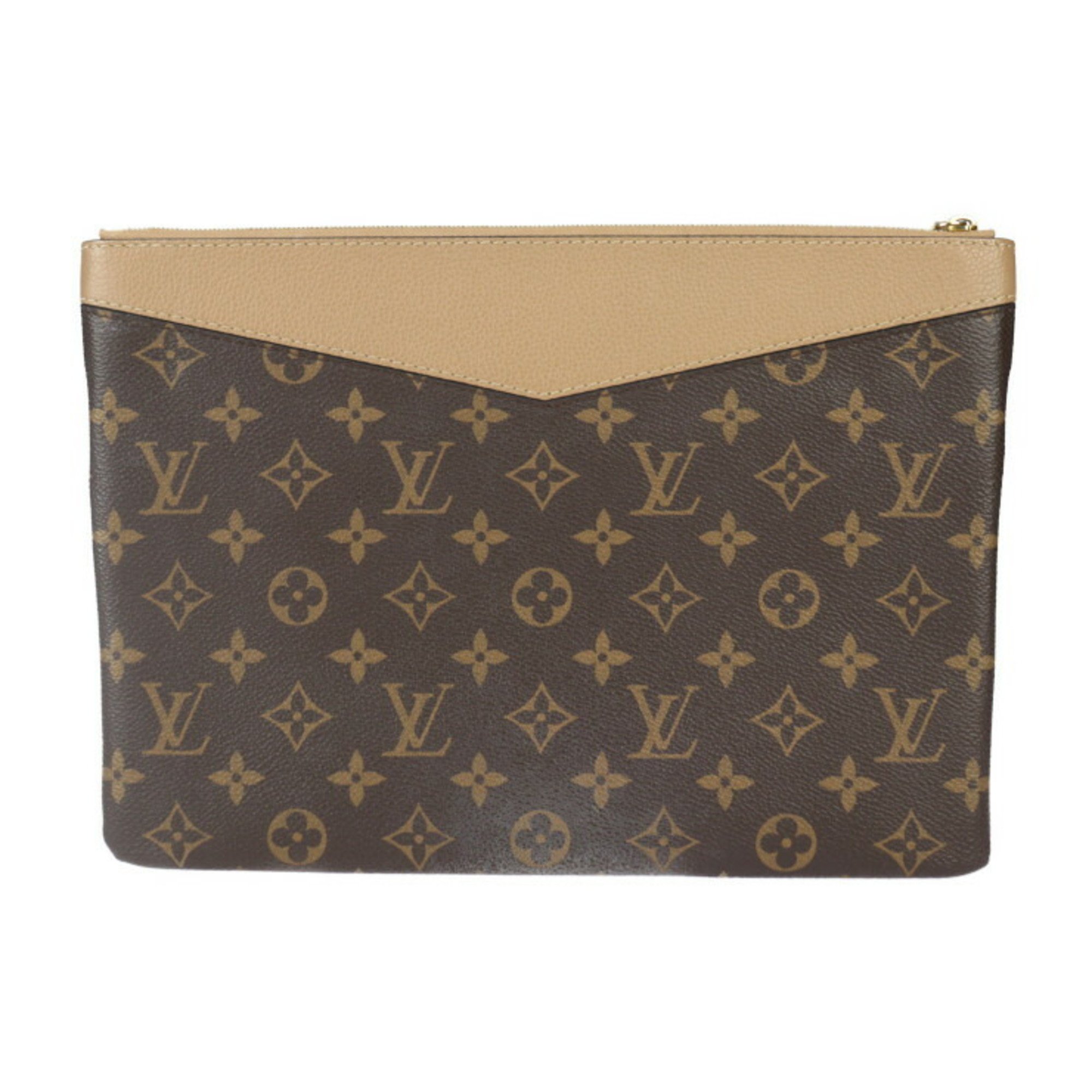 LOUIS VUITTON Louis Vuitton Daily Pouch Second Bag M64591 Monogram Canvas Leather Brown Sesame Clutch