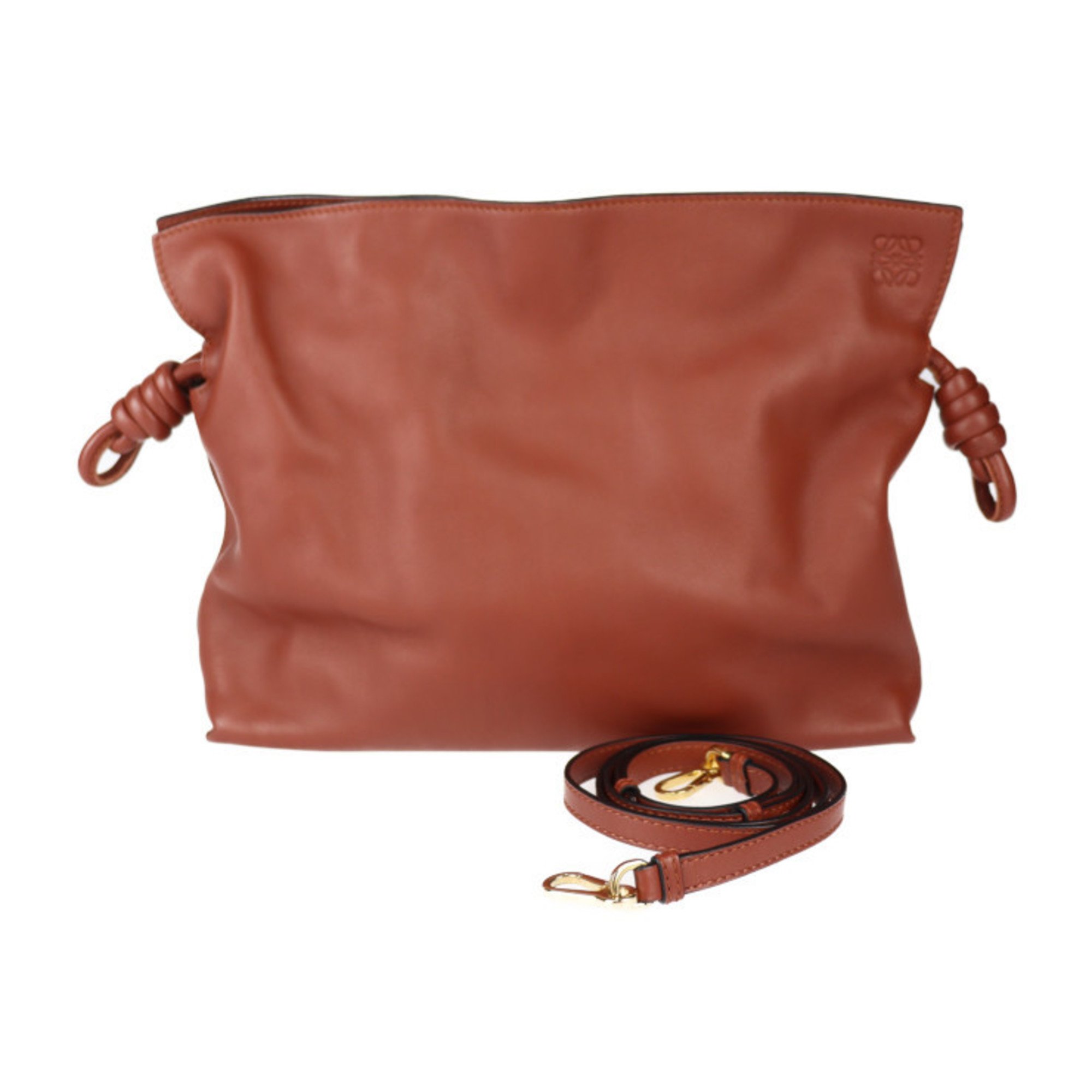 LOEWE Flamenco Clutch Medium Shoulder Bag 11 FC1 Leather Brown