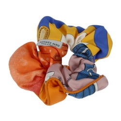 HERMES Hermes Scrunchie Claudia - 100% Silk Orange Multicolor Hair Tie Clip