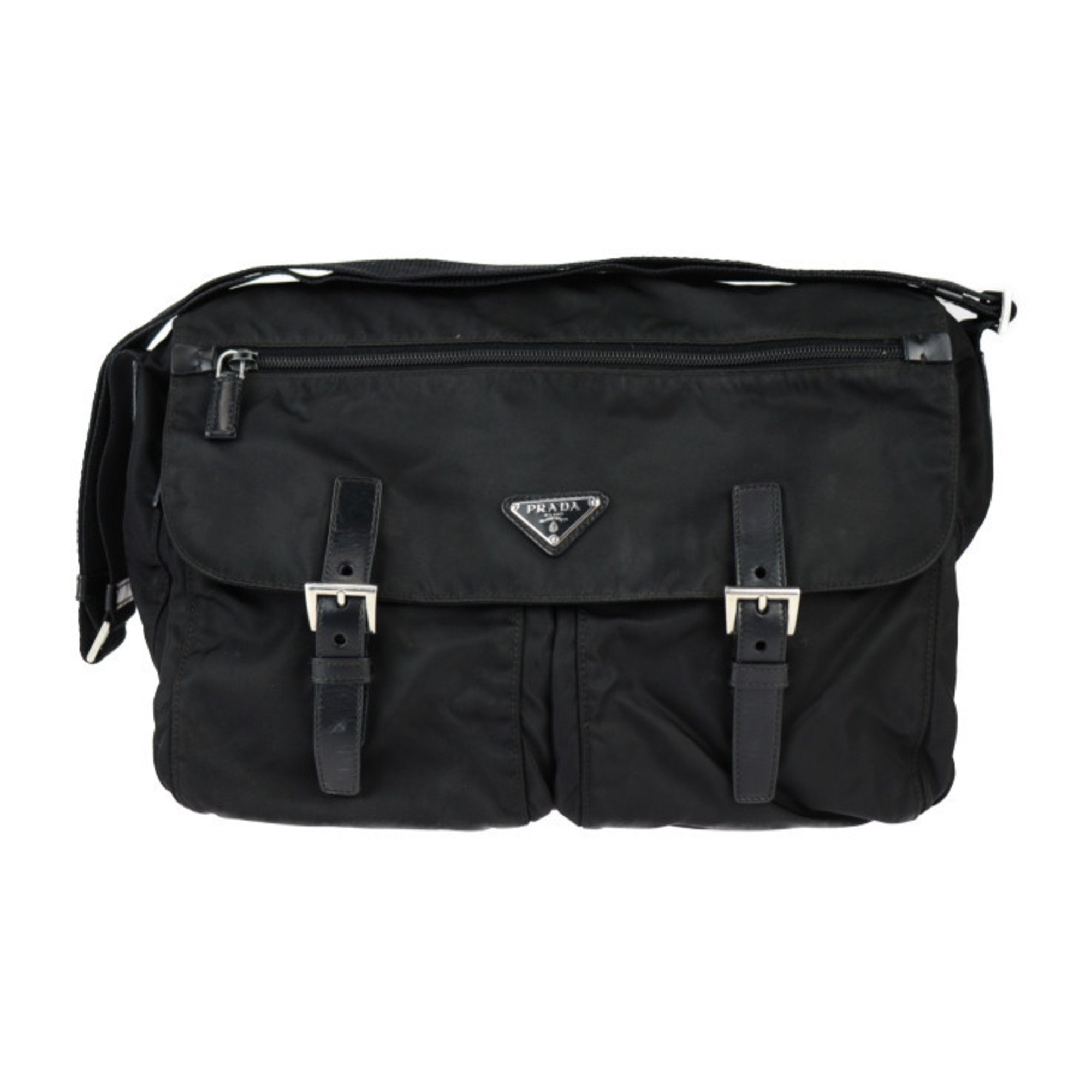 PRADA Prada Bag Shoulder BT1738 VELA Nylon Black Triangle Plate