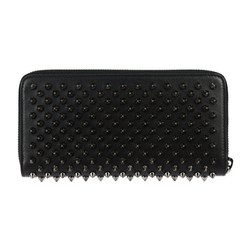 Christian Louboutin PANETTONE Long Wallet 1175099 Calf Leather Black Silver Red Round Spike Studs