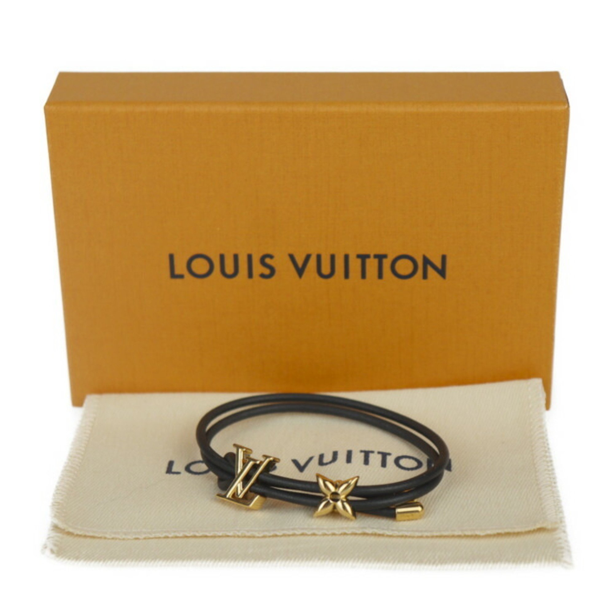 LOUIS VUITTON LV Bloom Bracelet M8142Z Leather Black Vuitton