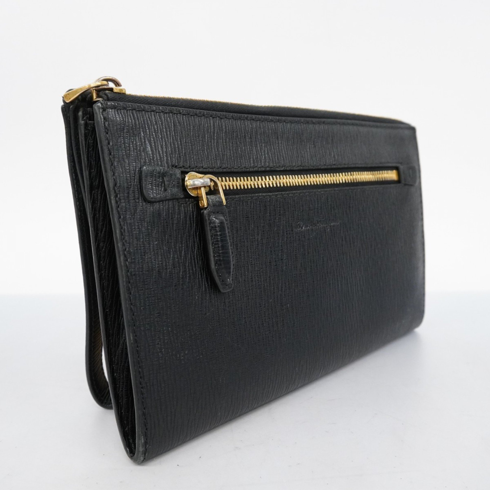 Salvatore Ferragamo Clutch Bag Leather Black Men's