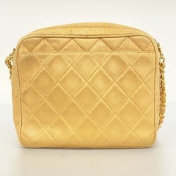 Chanel Shoulder Bag Matelasse Lambskin Beige Women's