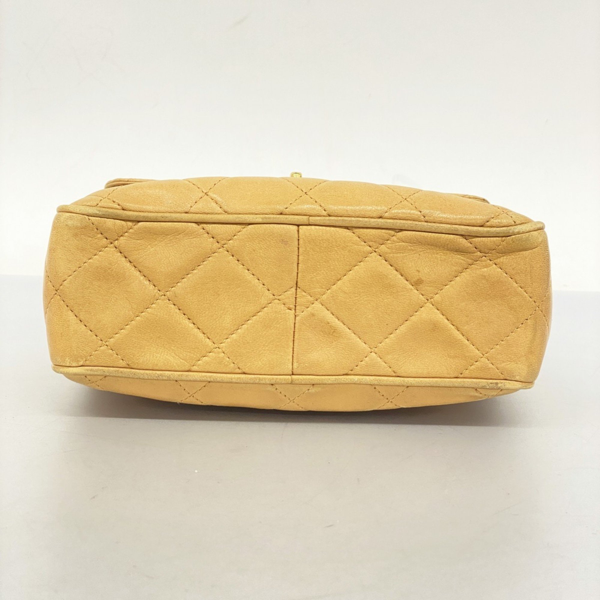 Chanel Shoulder Bag Matelasse Lambskin Beige Women's