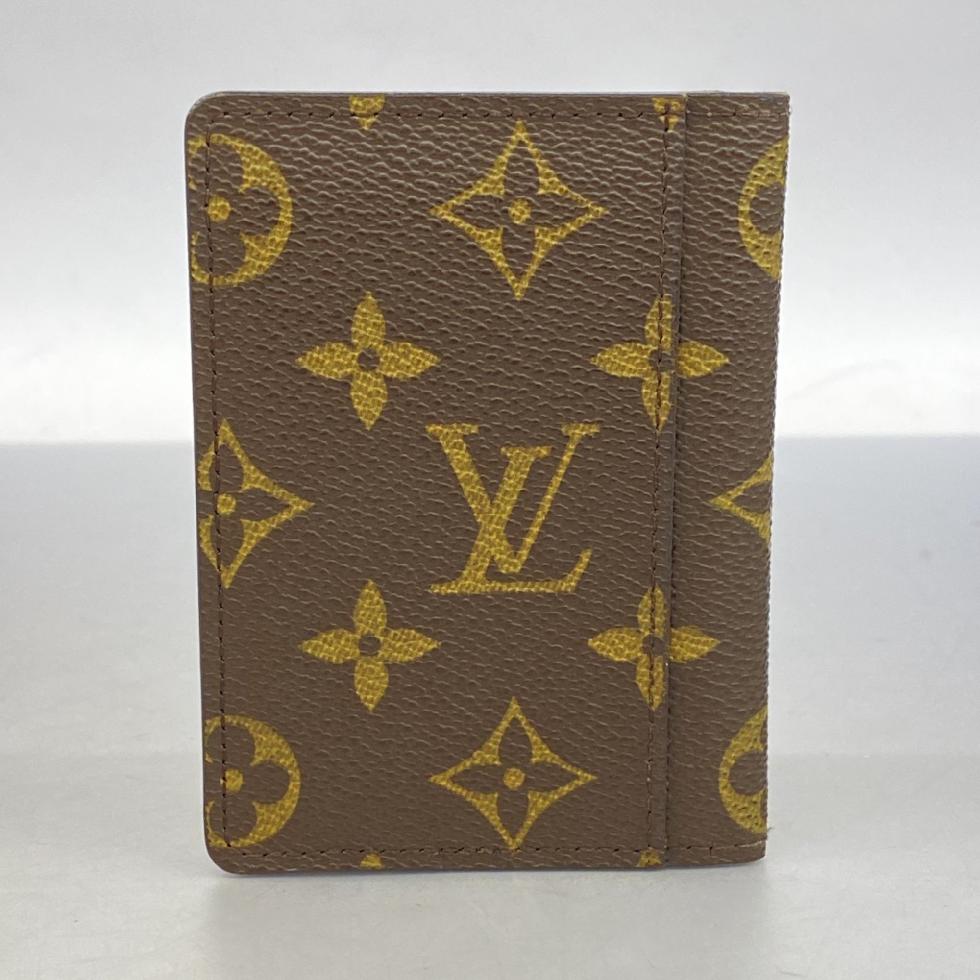 Louis Vuitton Business Card Holder/Card Case Monogram Porte Carte Pass Vertical M66541 Brown Men's Women's