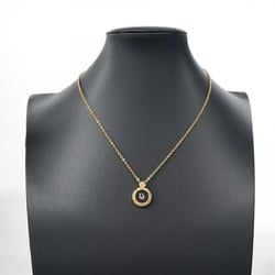 Christian Dior Necklace Circle Rhinestone GP Plated Gold Black Women's