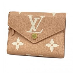 Louis Vuitton Tri-fold Wallet Monogram Empreinte Bicolor Portefeuille Victorine M81728 Rose Trianon Creme Ladies