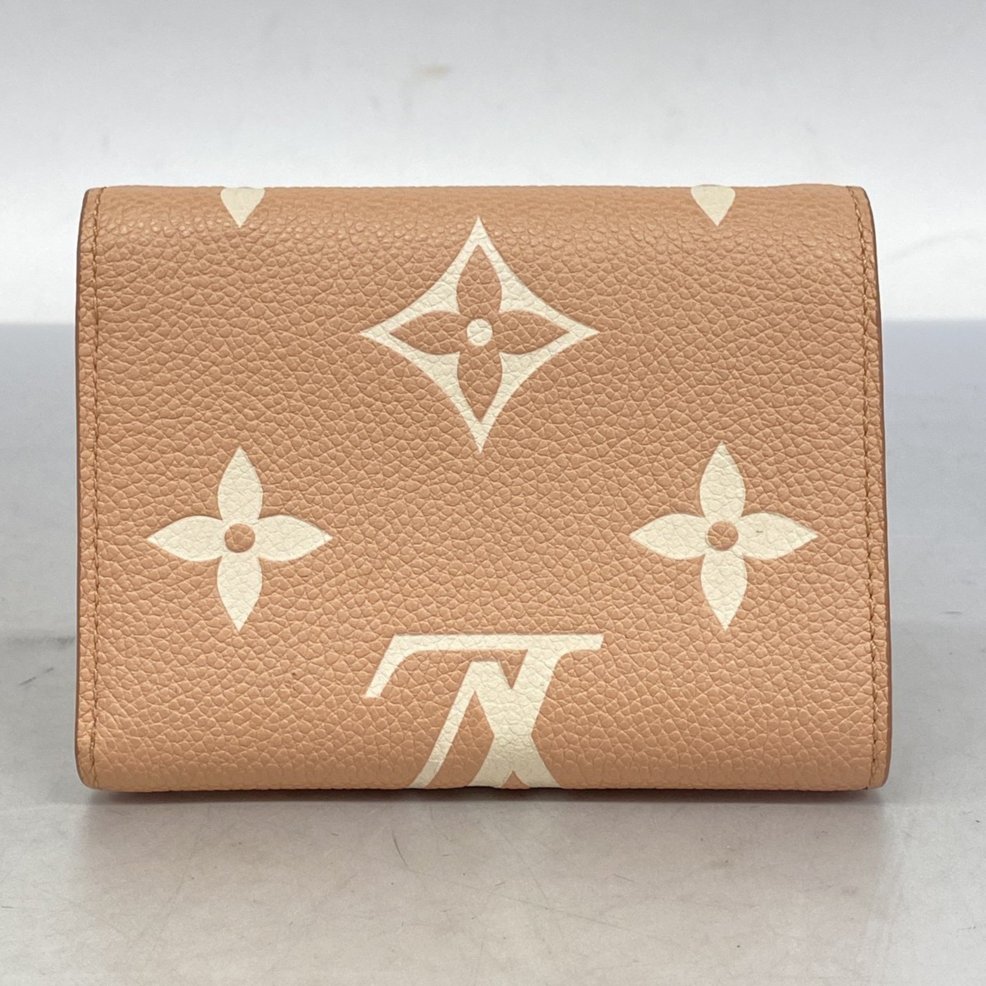 Louis Vuitton Tri-fold Wallet Monogram Empreinte Bicolor Portefeuille Victorine M81728 Rose Trianon Creme Ladies