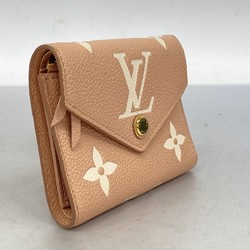 Louis Vuitton Tri-fold Wallet Monogram Empreinte Bicolor Portefeuille Victorine M81728 Rose Trianon Creme Ladies