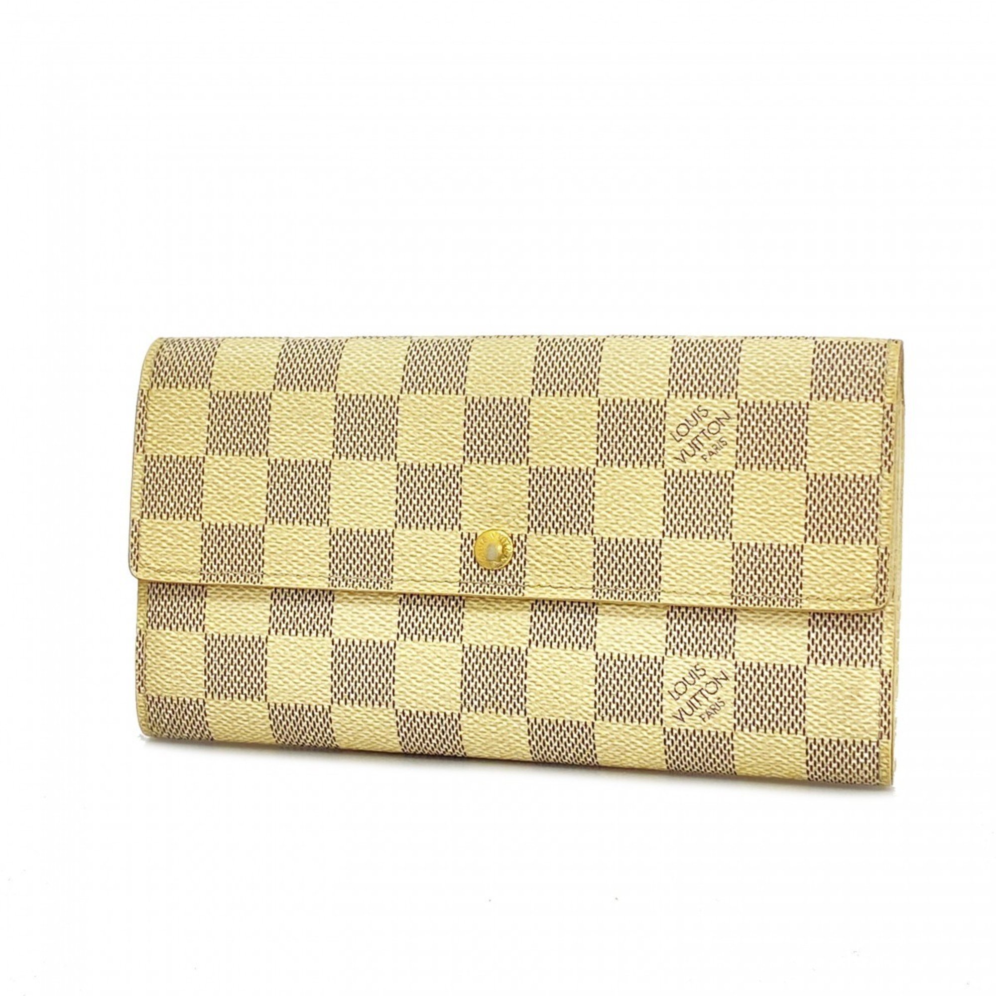 Louis Vuitton Long Wallet Damier Azur Portefeuille Sarah N61735 White Ladies