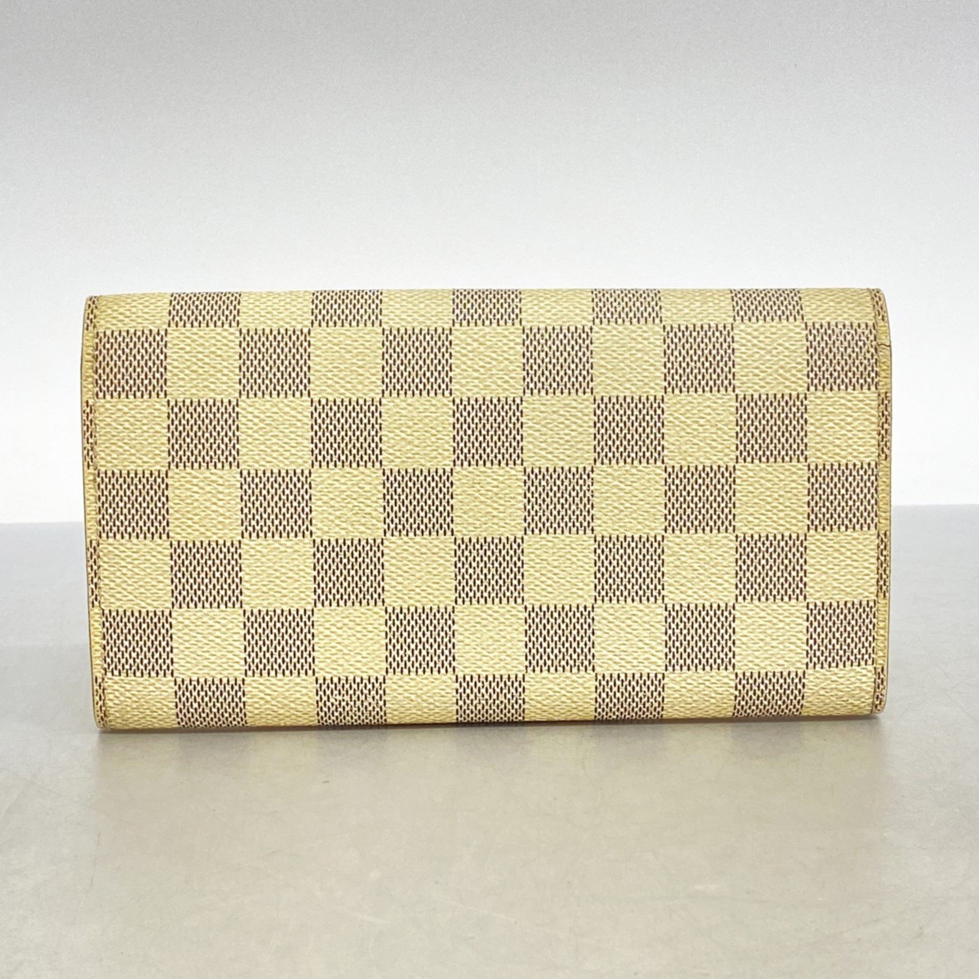 Louis Vuitton Long Wallet Damier Azur Portefeuille Sarah N61735 White Ladies