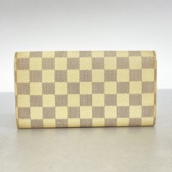 Louis Vuitton Long Wallet Damier Azur Portefeuille Sarah N61735 White Ladies