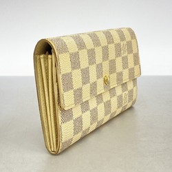 Louis Vuitton Long Wallet Damier Azur Portefeuille Sarah N61735 White Ladies