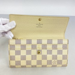 Louis Vuitton Long Wallet Damier Azur Portefeuille Sarah N61735 White Ladies