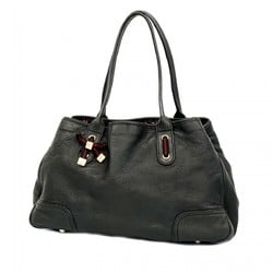 Gucci Tote Bag 163805 Leather Black Champagne Ladies