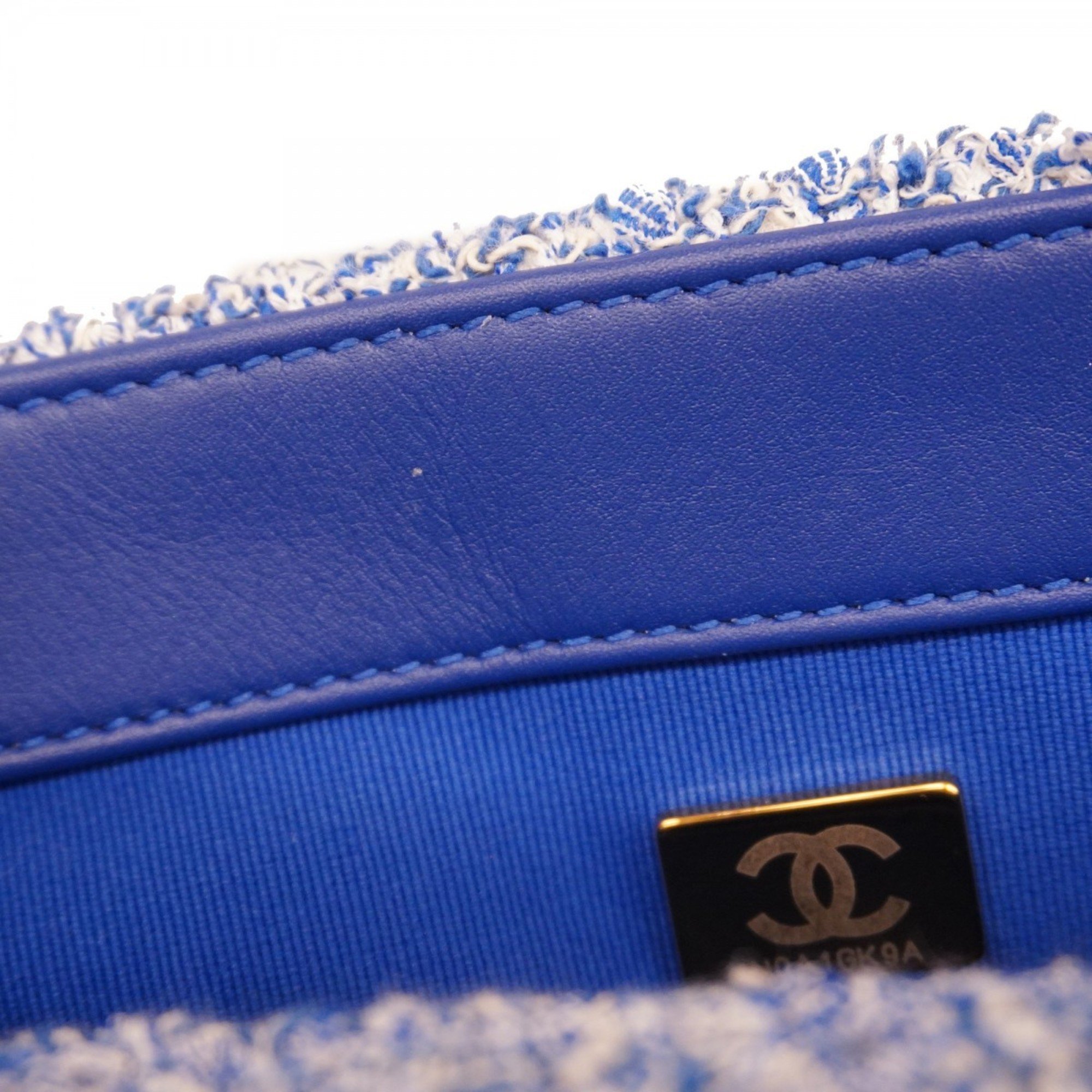 Chanel Shoulder Bag 19 Tweed Blue Women's