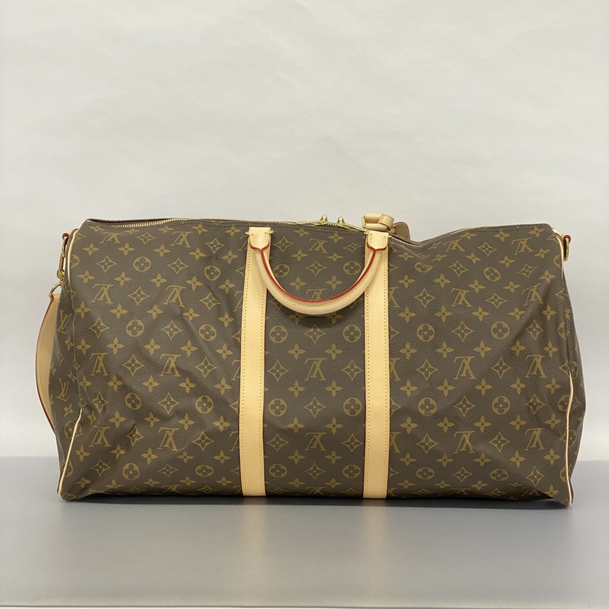 Louis Vuitton Boston Bag Monogram Keepall Bandouliere 55 M41414 Brown Men's Women's