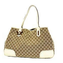 Gucci Tote Bag GG Canvas Sherry Line 161719 Beige White Women's