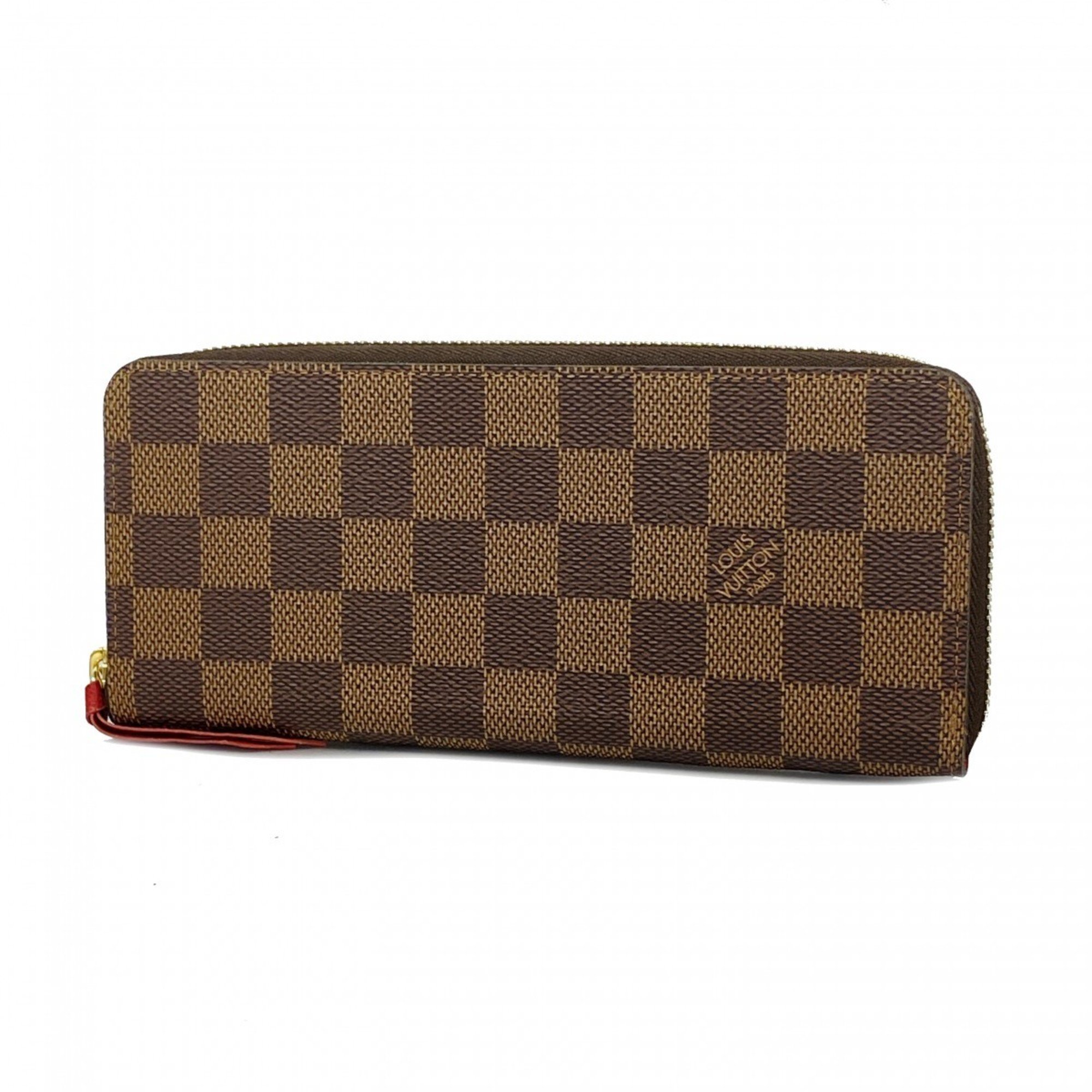 Louis Vuitton Long Wallet Damier Portefeuille Clemence N60534 Ebene Cerise Ladies