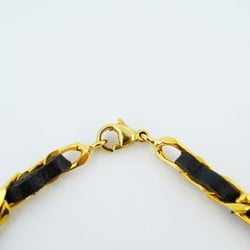 Chanel Bracelet GP Plated Leather Gold Black Ladies