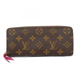 Louis Vuitton Long Wallet Monogram Portefeuille Clemence M42119 Brown Hot Pink Ladies