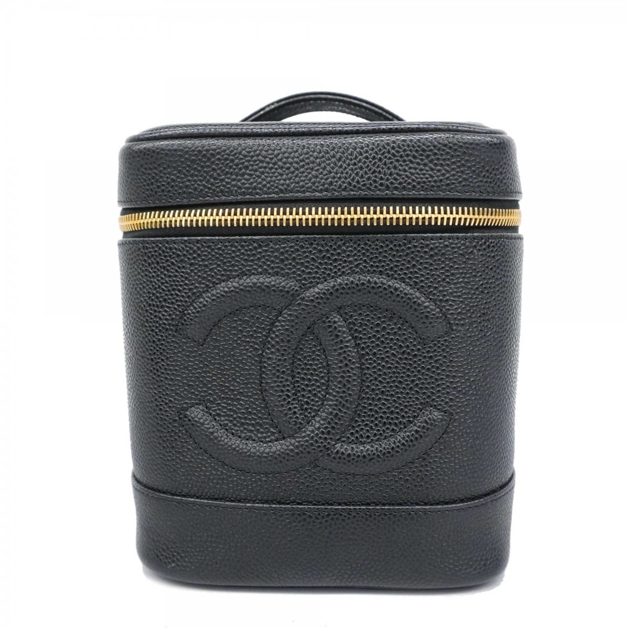 Chanel Vanity Bag Caviar Skin Black Women's