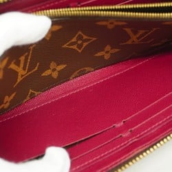 Louis Vuitton Long Wallet Monogram Portefeuille Clemence M60742 Brown Fuchsia Ladies