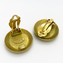 Chanel Earrings Coco Mark Circle GP Plated Gold Black Ladies