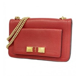 Salvatore Ferragamo Shoulder Bag Leather Red Women's