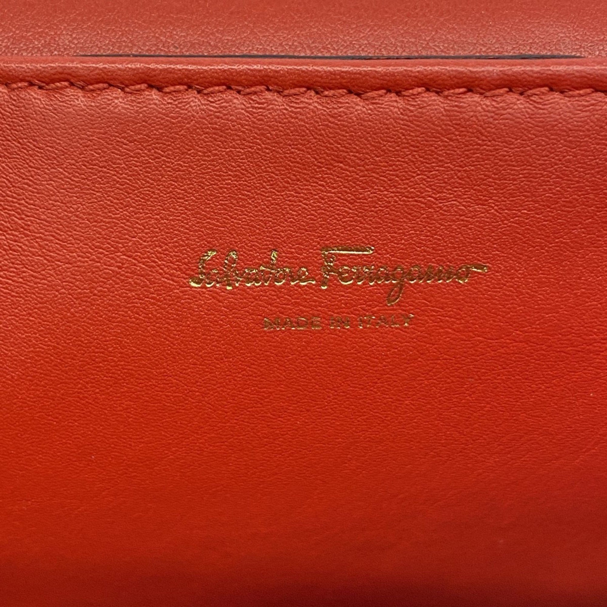 Salvatore Ferragamo Shoulder Bag Leather Red Women's