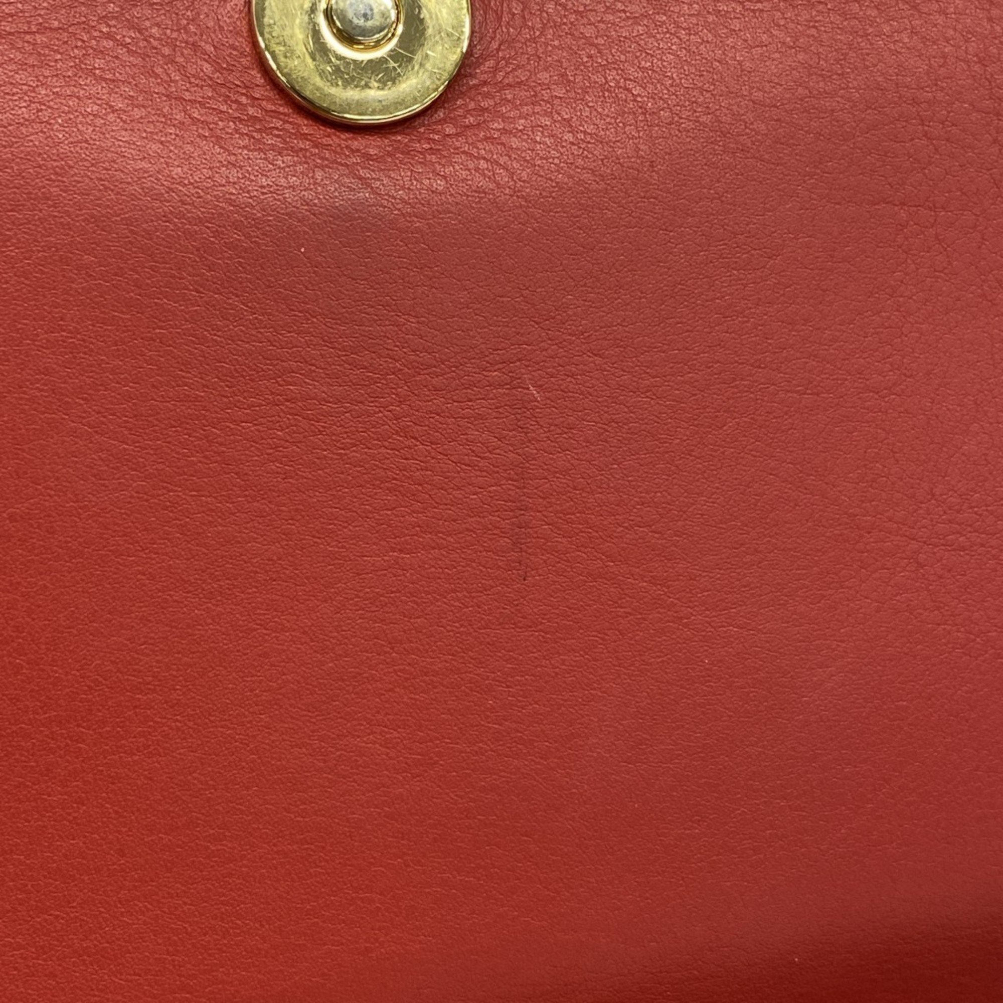 Salvatore Ferragamo Shoulder Bag Leather Red Women's