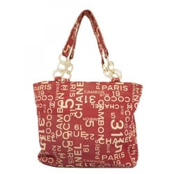 Chanel Tote Bag Bisea Canvas Red Women's