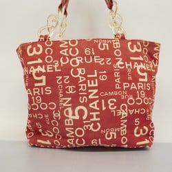 Chanel Tote Bag Bisea Canvas Red Women's