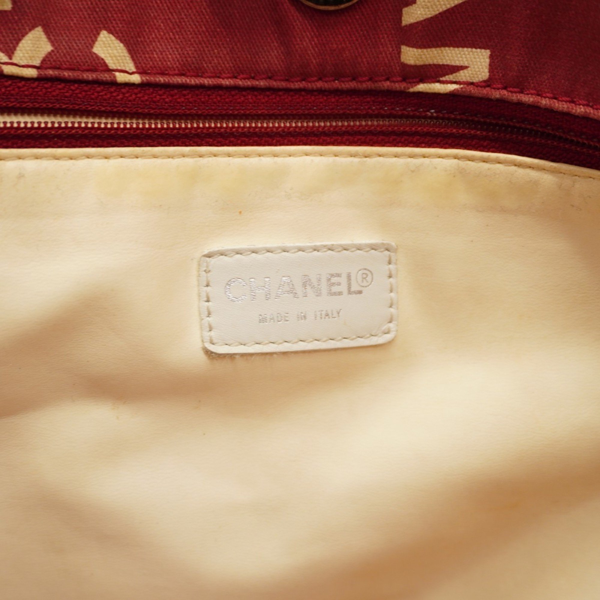 Chanel Tote Bag Bisea Canvas Red Women's